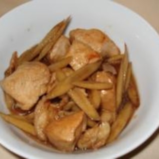フライパンで作る 鶏ごぼうの炒り煮